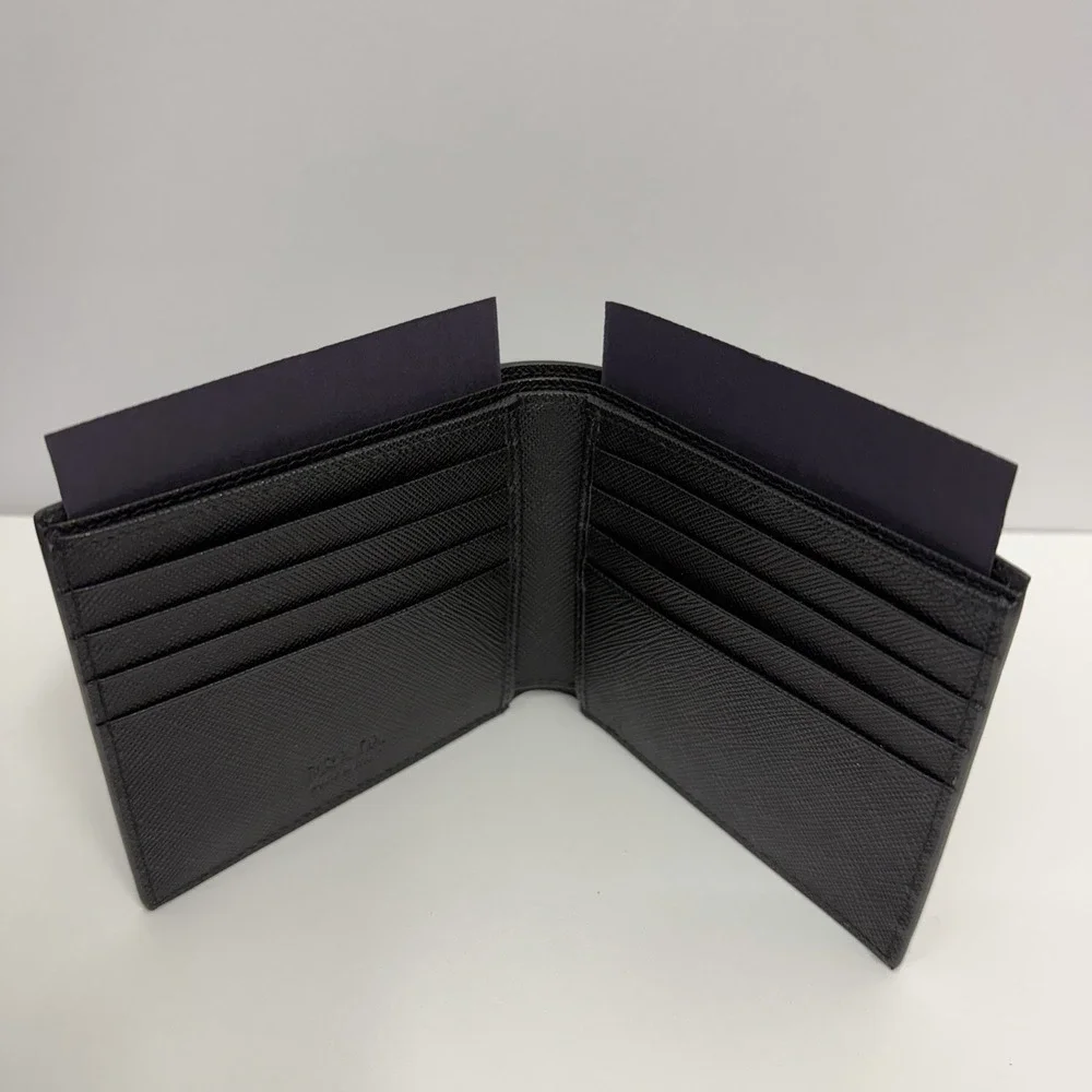 Authentic Mens Prada Bi Fold Saffiano Wallet Black NIB 2MO513 $795.00